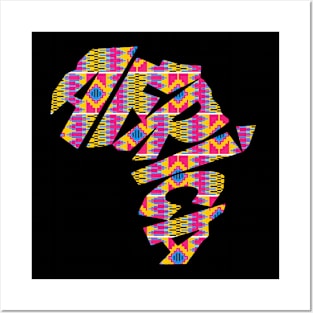 Africa Map with Kente Pattern, African Style Posters and Art